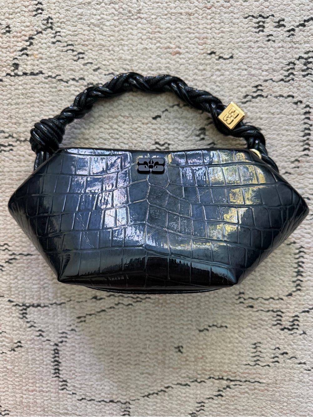Ganni Croco Patent Mini Bou Bag